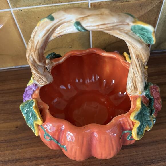 Autumn Accents Pumpkin Candy Bowl Centerpiece Planter Halloween Thanksgiving2003 - Picture 2 of 9